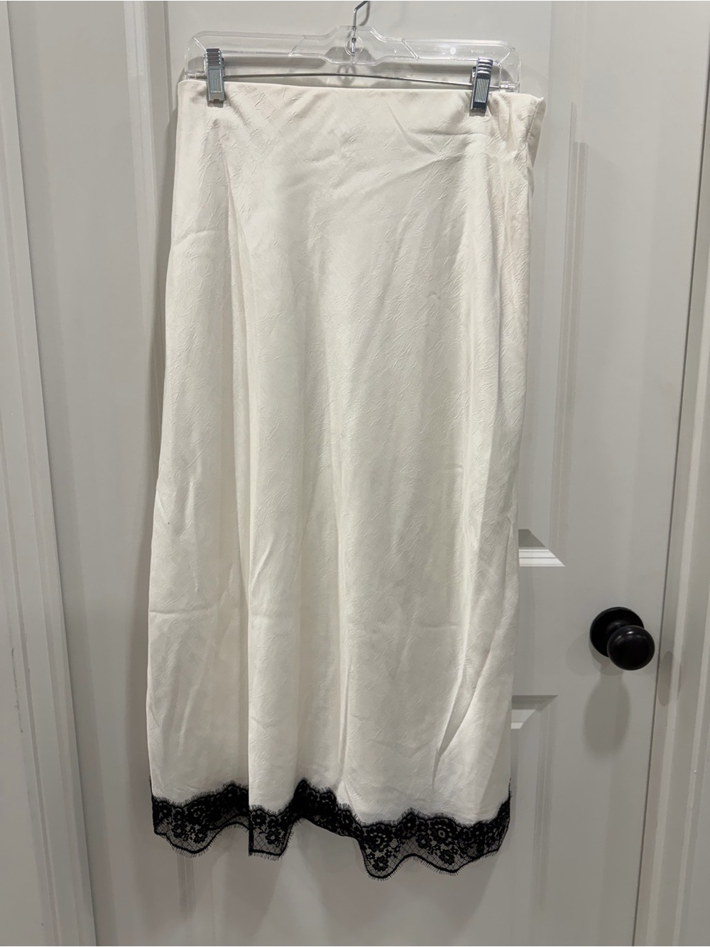 Target Cream Midi Skirt with Black Lace Trim